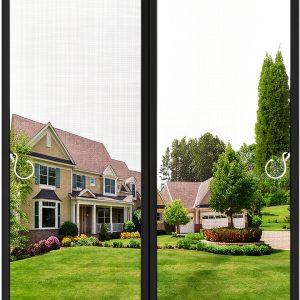 Magnetic Screen Door Full‑Strip Magnets Fiberglass Mesh Black 32×80-0
