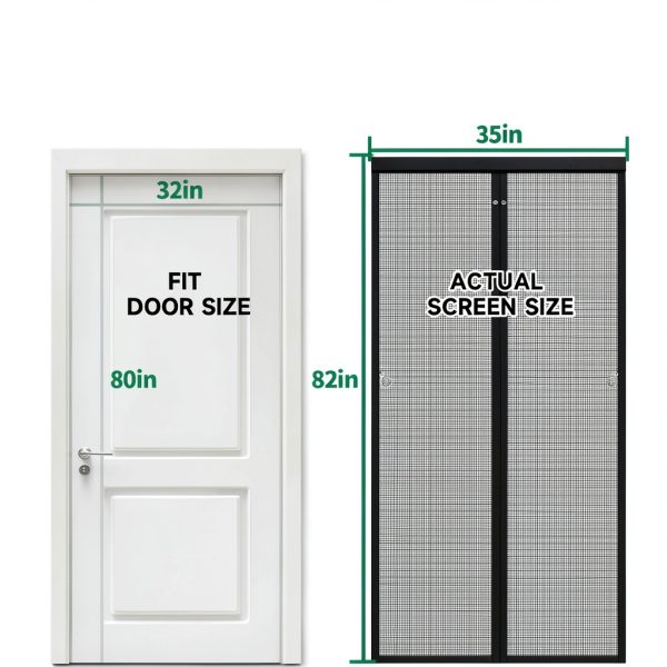Magnetic Screen Door Full‑Strip Magnets Fiberglass Mesh Black 32×80-2